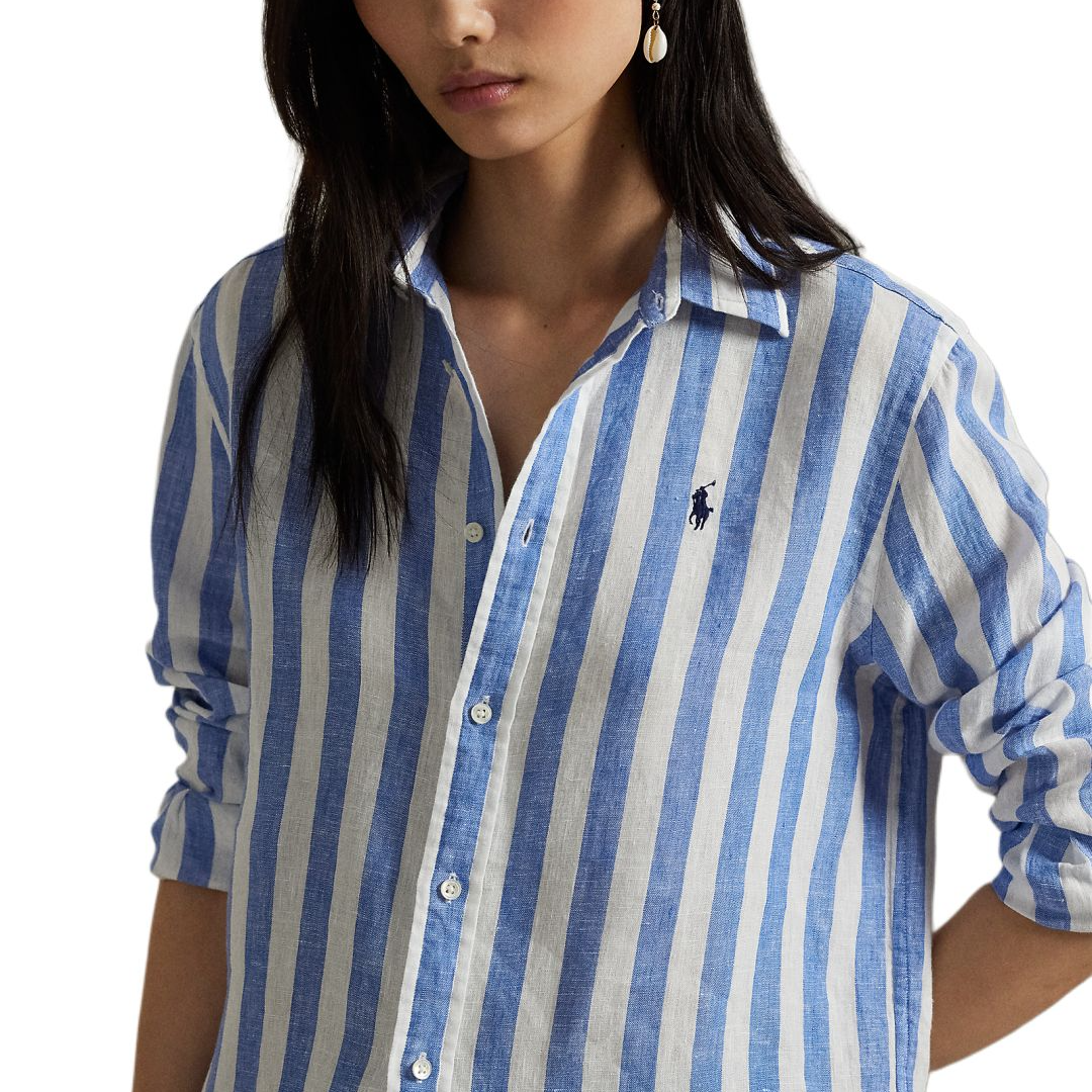 (Women) Polo Ralph Lauren SS25  Striped Linen Long-Sleeve Shirt with Pony Logo. MPOSHTNDO20827-400 圖 6