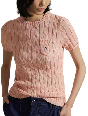 (W) Polo Ralph Lauren SS25 Suéter Ajustado Manga Corta Mujer Rosa Claro Cableado 211895379017 Purchase (W) Polo Ralph Lauren SS25 Suéter Ajustado Manga Corta Mujer Rosa Claro Cableado 211895379017
