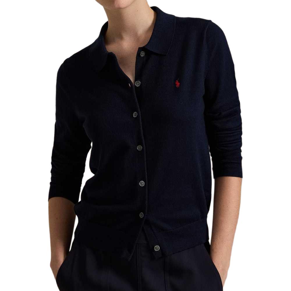 (Women) Polo Ralph Lauren SS25 Solid Pony Embroidered Button-Up Knit Sweater Women Navy. WMPOSWENDW20353-400 圖 4