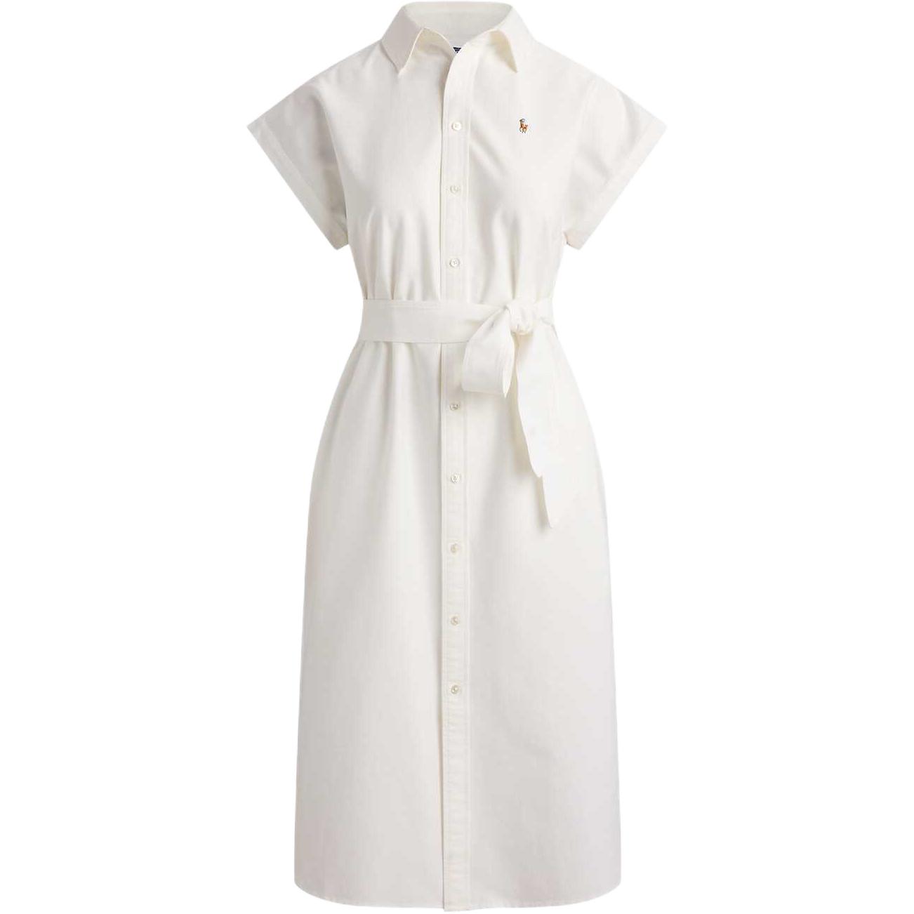 (Women) Polo Ralph Lauren SS26 Belted Cotton Shirt Dress Short Sleeve Relaxed Fit Women WMPODRSNFA21074-100