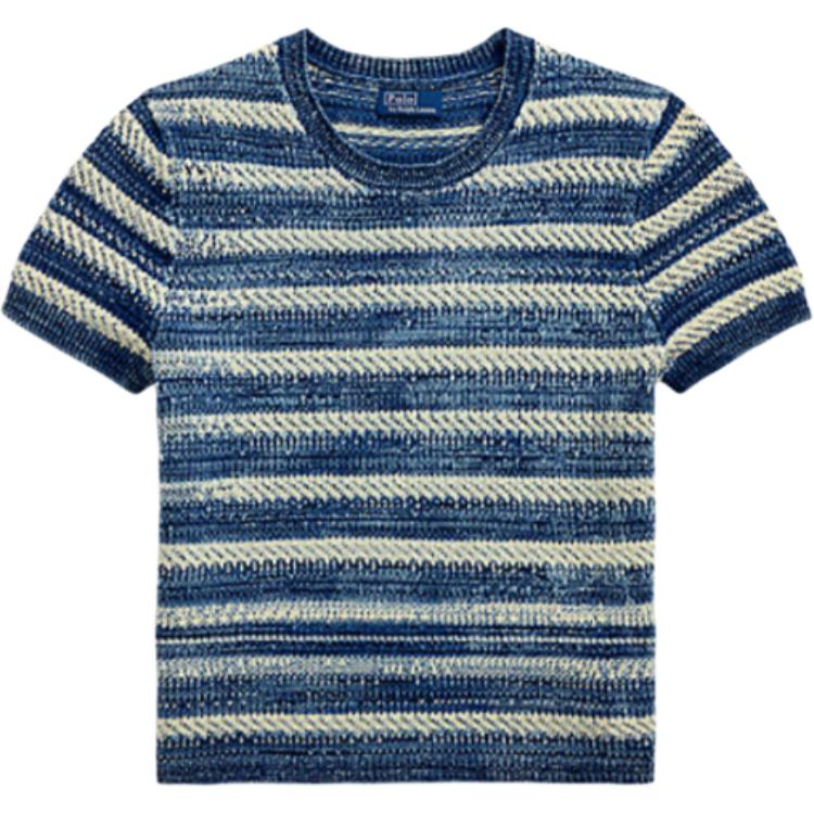 (Women) Polo Ralph Lauren Striped Crew Neck Short Sleeve Sweater Blue WMPOSWENC021231999