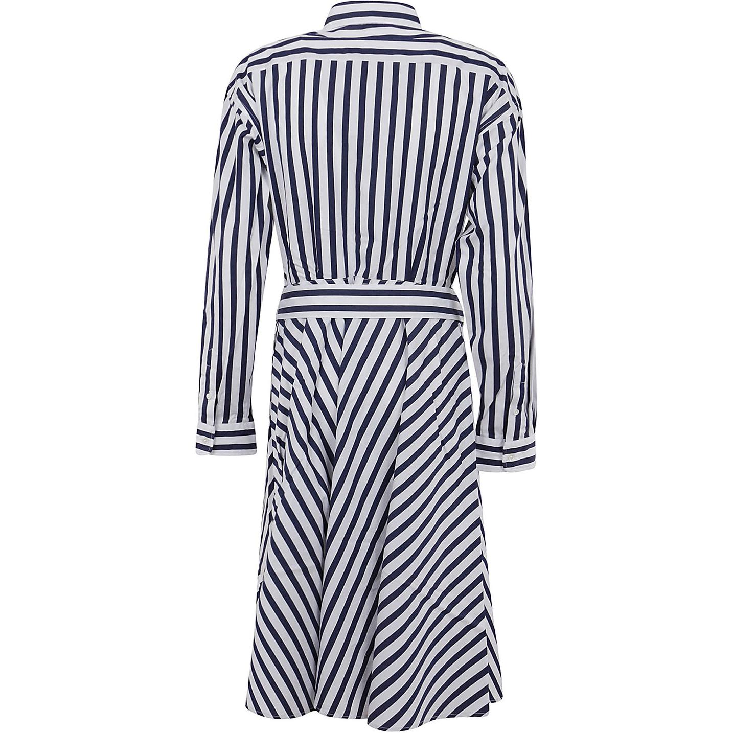 Lookbook (W) Polo Ralph Lauren 条纹刺绣标志长袖连衣裙 蓝色 211891428-001