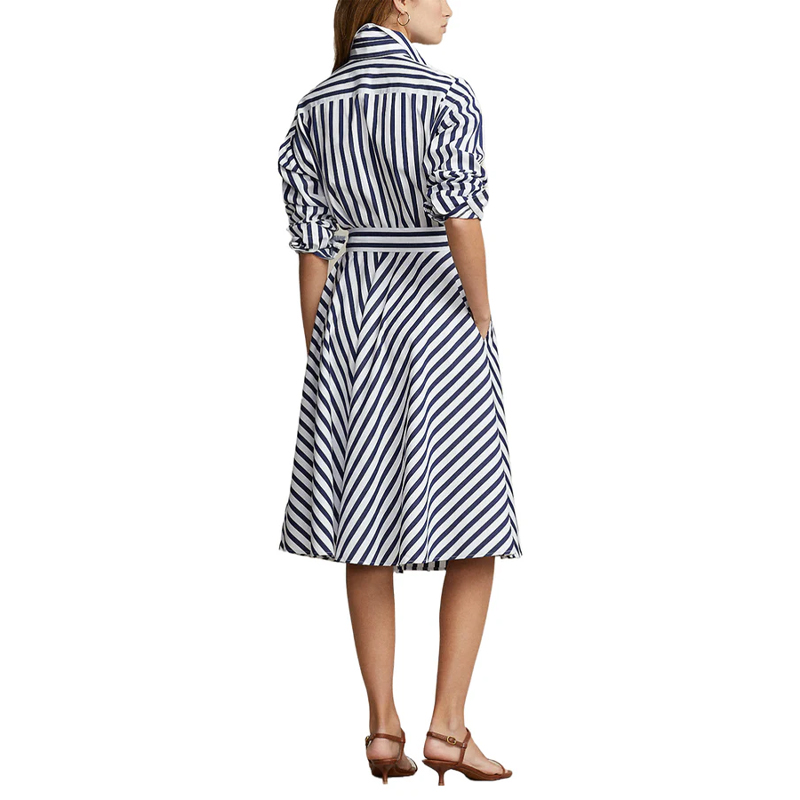 Purchase (W) Polo Ralph Lauren 条纹刺绣标志长袖连衣裙 蓝色 211891428-001