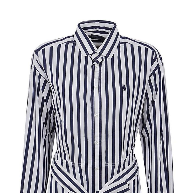 Details for (W) Polo Ralph Lauren 条纹刺绣标志长袖连衣裙 蓝色 211891428-001