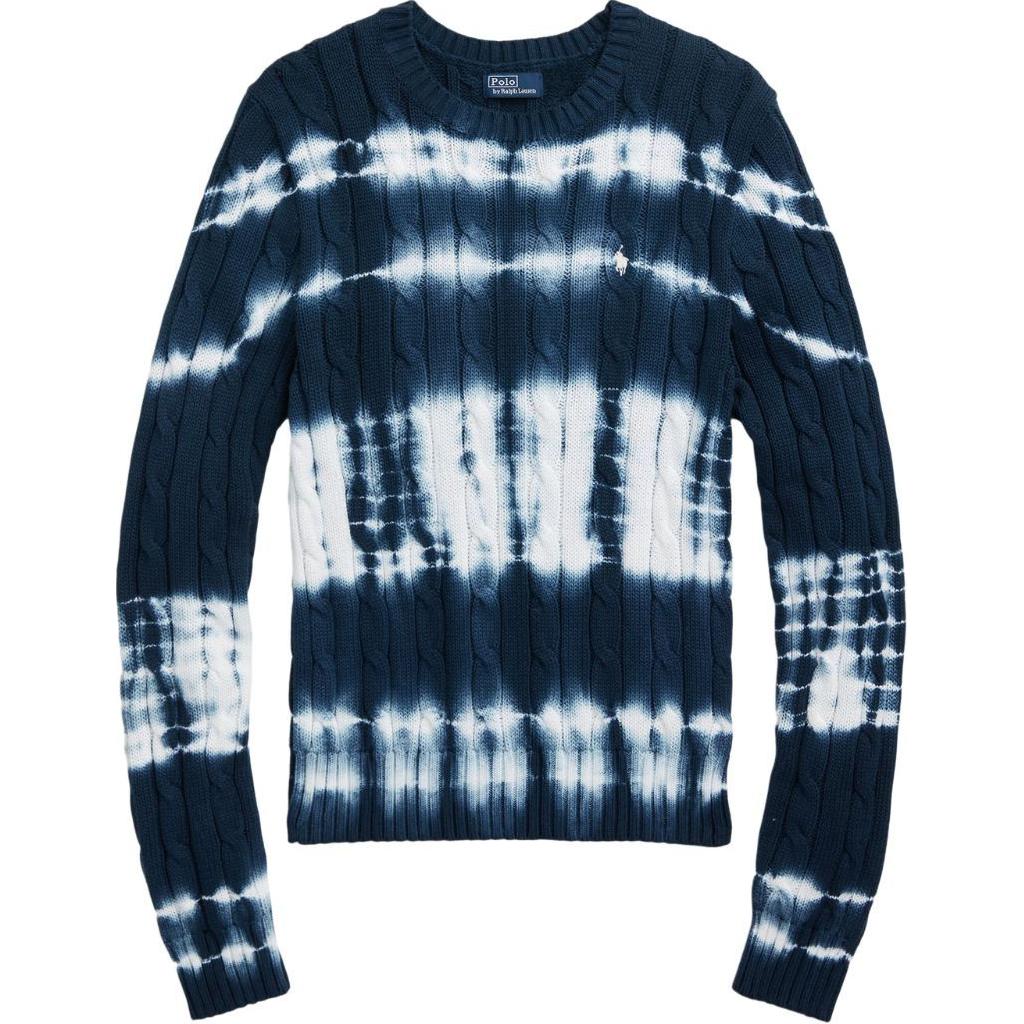 (Women) Polo Ralph Lauren Tie-Dye Logo Knit Sweater Crewneck Women’s Blue 211935316