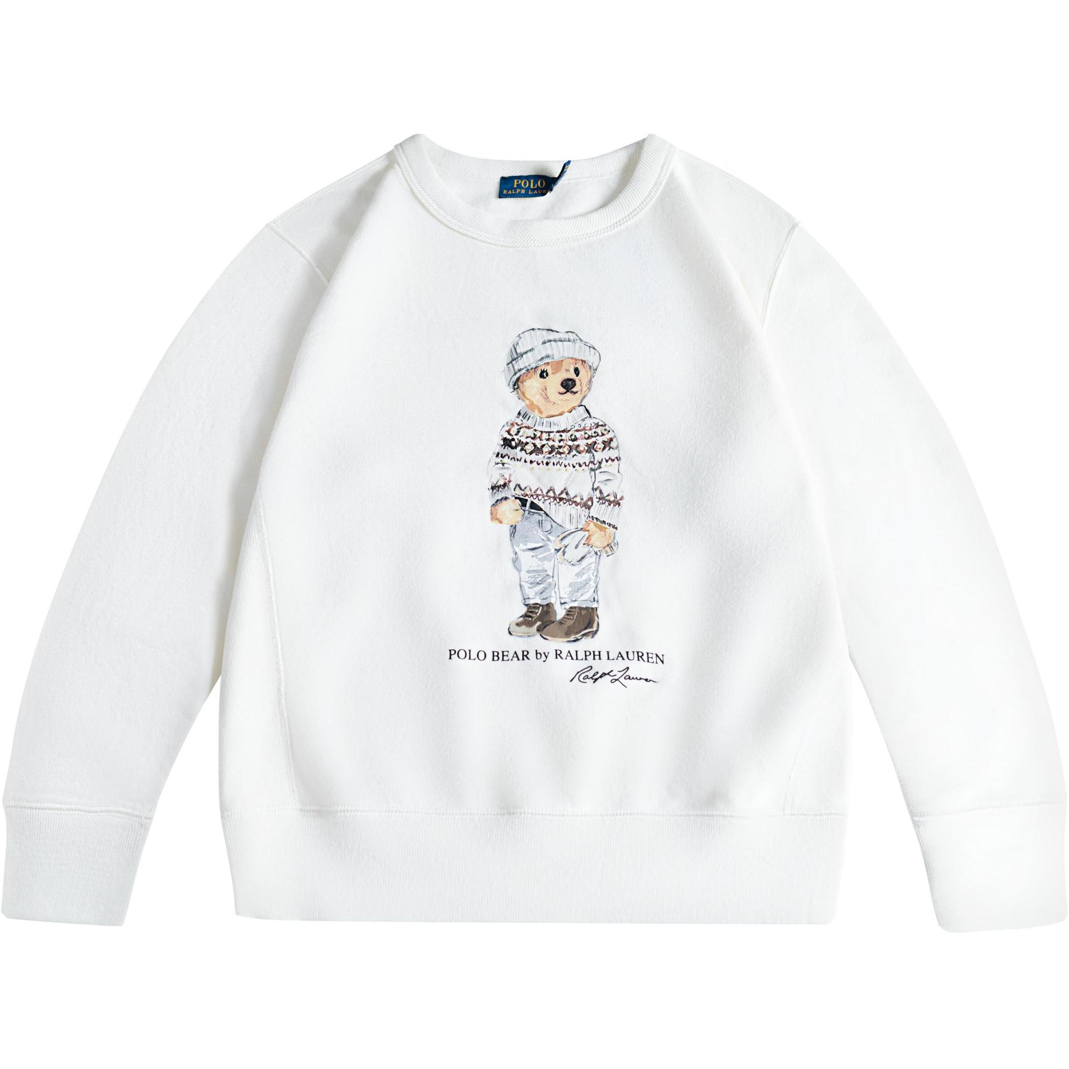 (Women) Polo Ralph Lauren White Crewneck Sweatshirt with Bear Print WMPOKNIN6820092-100