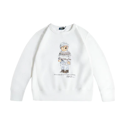 (Women) Polo Ralph Lauren White Crewneck Sweatshirt with Bear Print WMPOKNIN6820092-100
