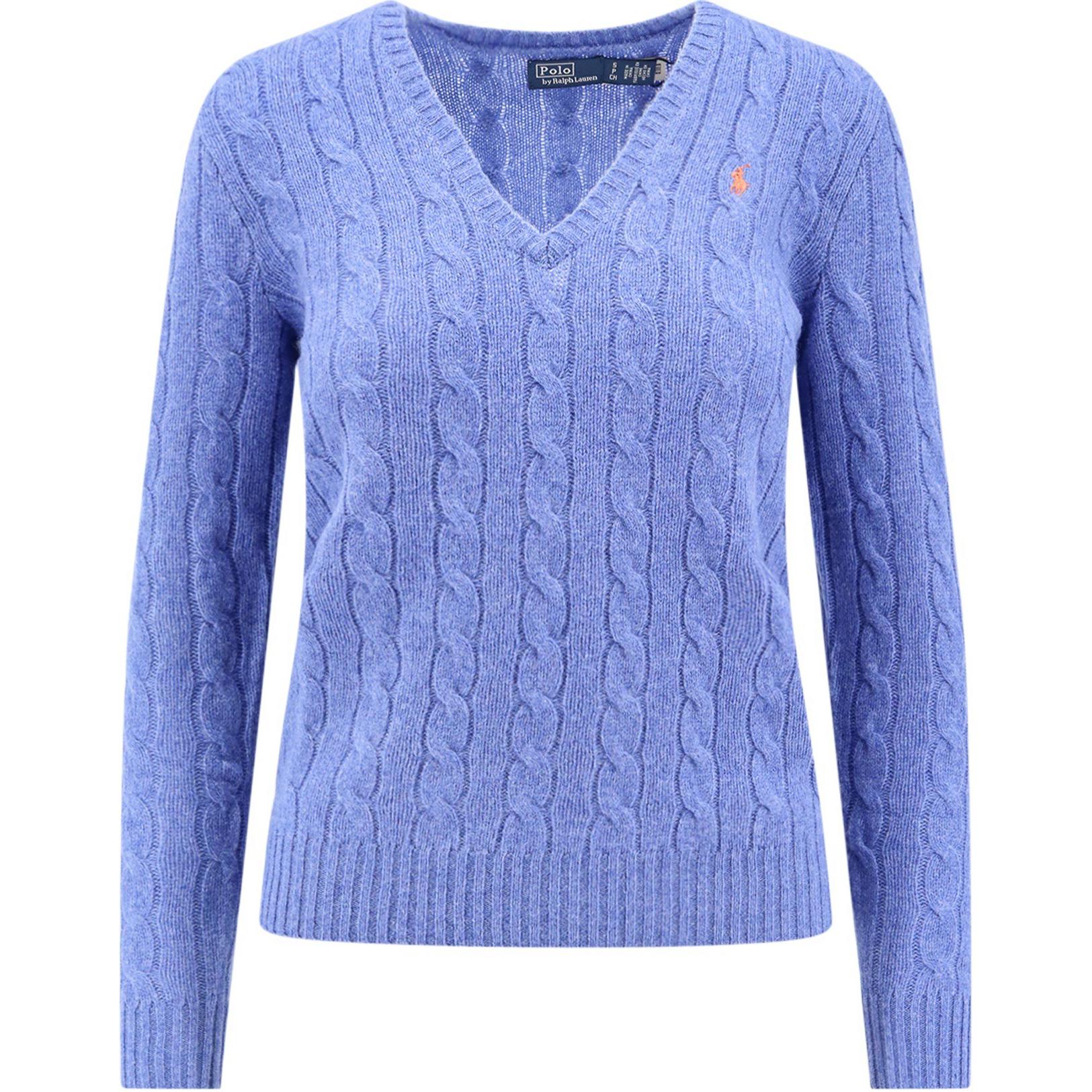 Buy (W) Polo Ralph Lauren 女款藍色羊絨V領麻花針織毛衣 211910422-020