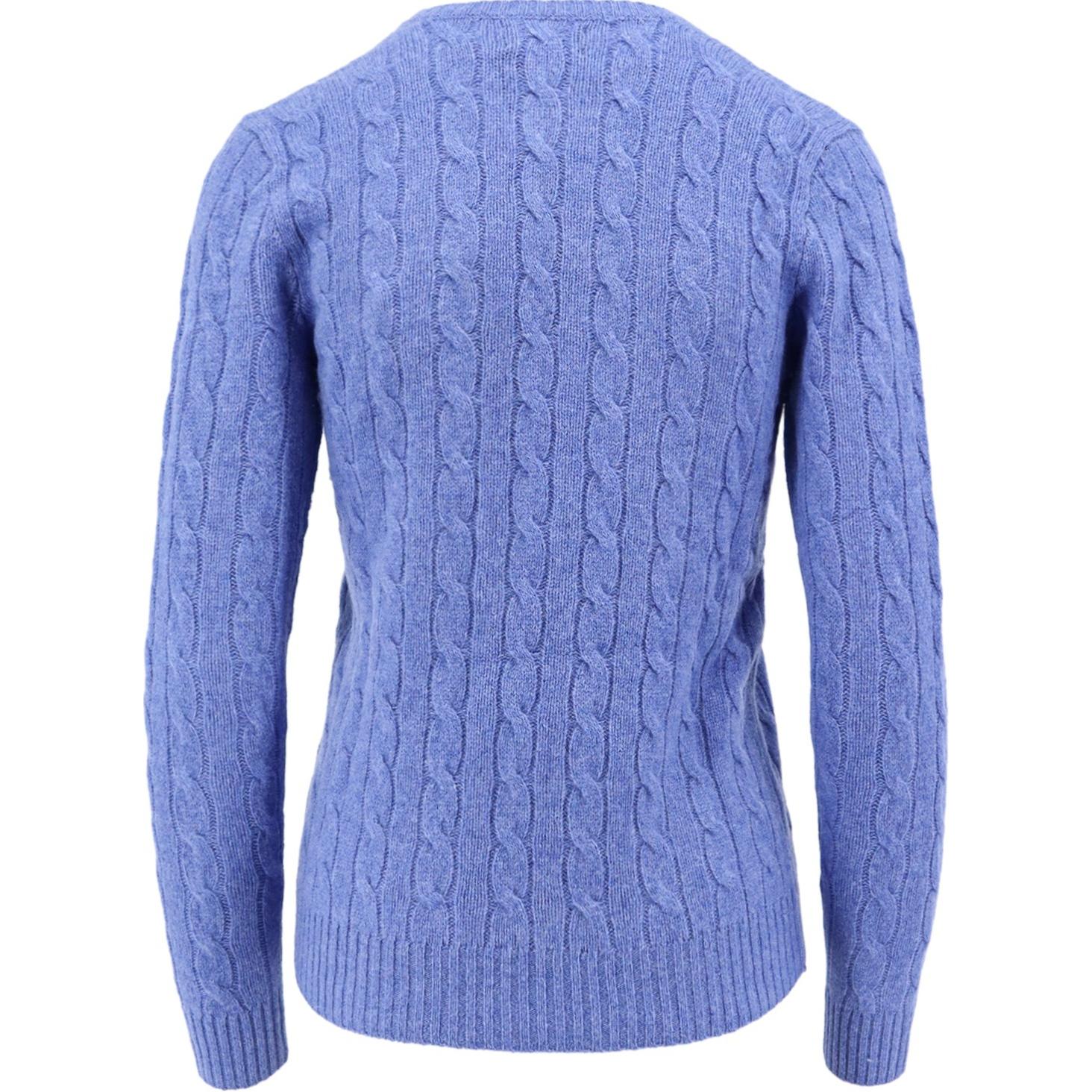 Lookbook (W) Polo Ralph Lauren 女款藍色羊絨V領麻花針織毛衣 211910422-020