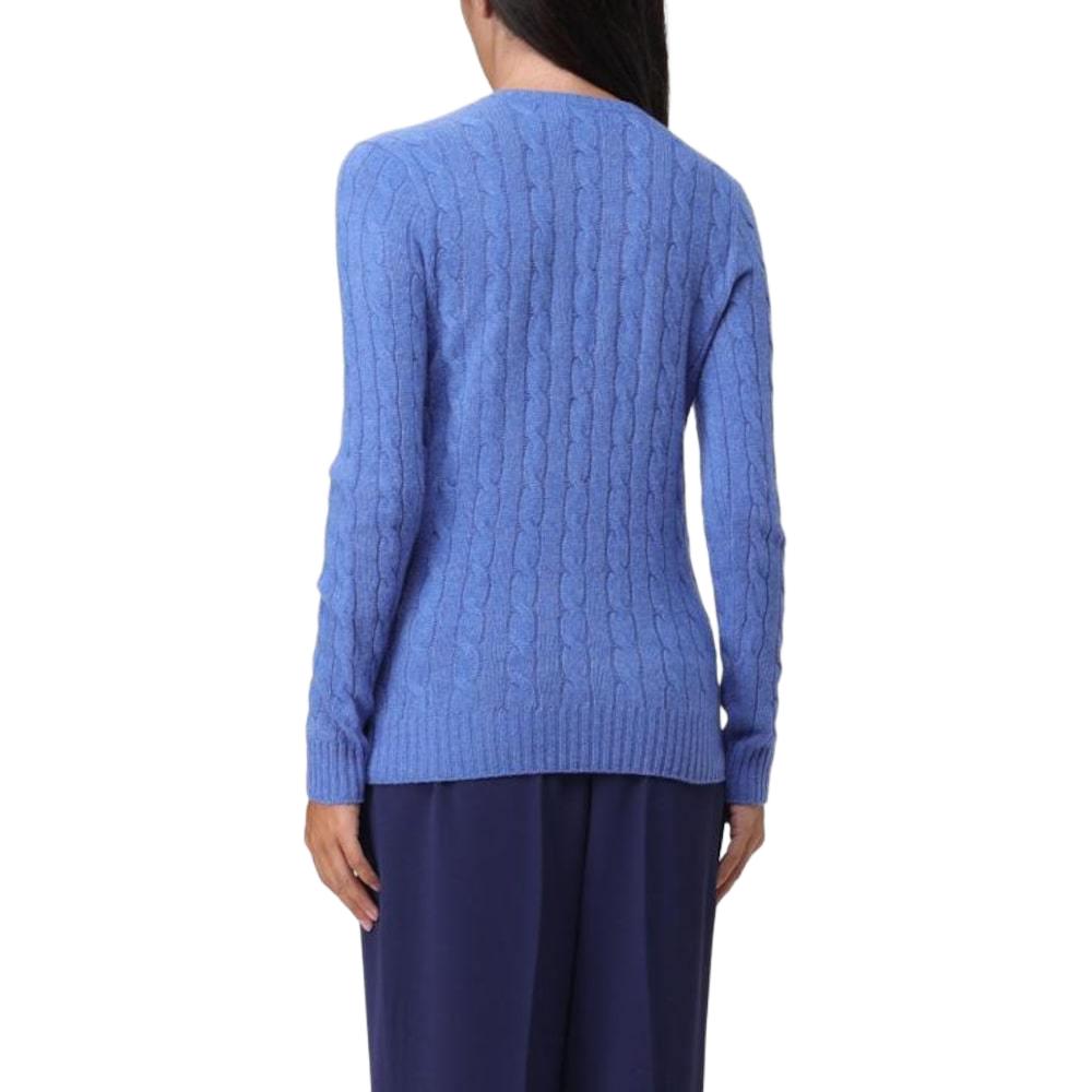 Shop (W) Polo Ralph Lauren 女款藍色羊絨V領麻花針織毛衣 211910422-020