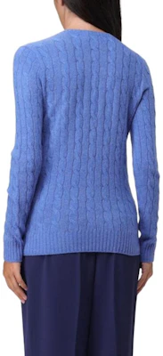 (W) Polo Ralph Lauren 女款藍色羊絨V領麻花針織毛衣 211910422-020 Shop (W) Polo Ralph Lauren 女款藍色羊絨V領麻花針織毛衣 211910422-020