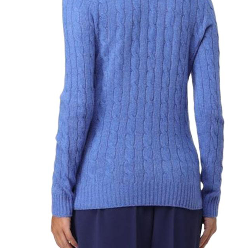 Purchase (W) Polo Ralph Lauren 女款藍色羊絨V領麻花針織毛衣 211910422-020