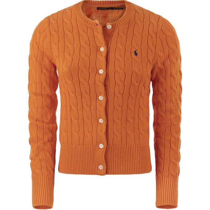 Order (W) Polo Ralph Lauren 女款橙色針織開襟衫附刺繡標誌. 211891643-008