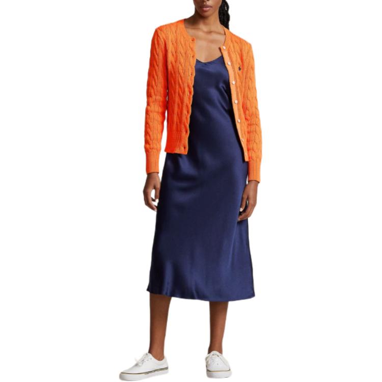 Purchase (W) Polo Ralph Lauren 女款橙色針織開襟衫附刺繡標誌. 211891643-008