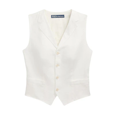 (Women) Polo Ralph Lauren Women’s Slim Fit Solid V-Neck Linen Sleeveless Tank Top White 211965038-001