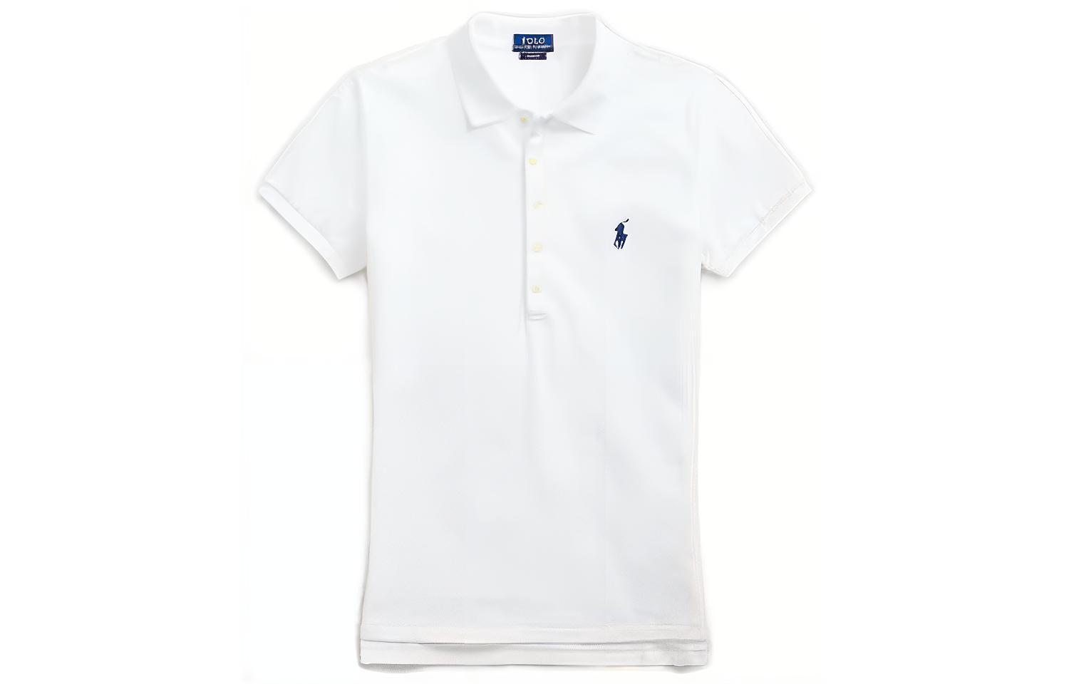 (Women) Polo Ralph Lauren Women’s Solid Fitted Short Sleeve Polo Shirt White. WMPOKNINCU20250-100