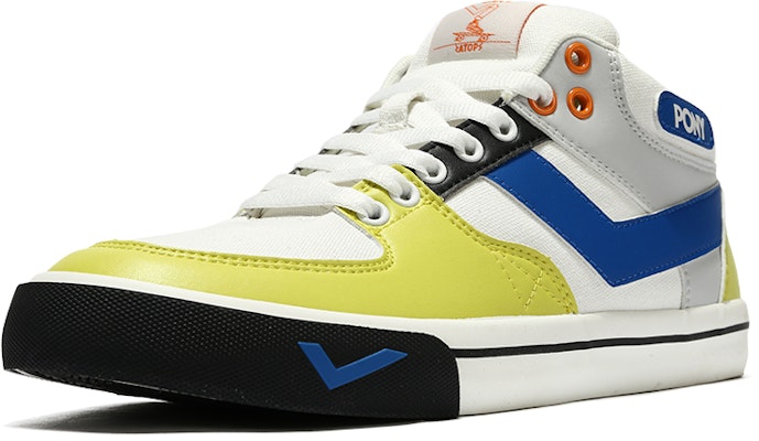 (Women) PONY Mid-Top Skateboard Sneakers 'White Yellow Blue' 13W1AT17LN Order (Women) PONY Mid-Top Skateboard Sneakers 'White Yellow Blue' 13W1AT17LN
