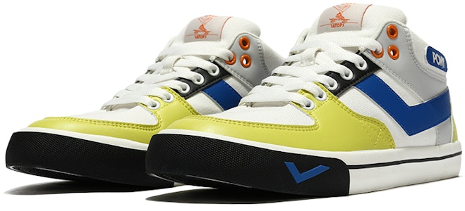 PONY 防滑耐磨 中筒 板鞋 女款 白黃藍 Lookbook PONY 防滑耐磨 中筒 板鞋 女款 白黃藍