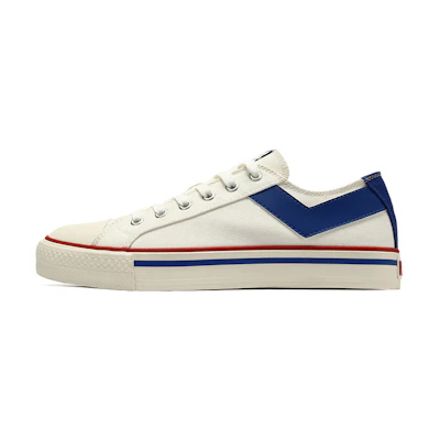 (W) PONY Retro Low Canvas 'White Blue Red'