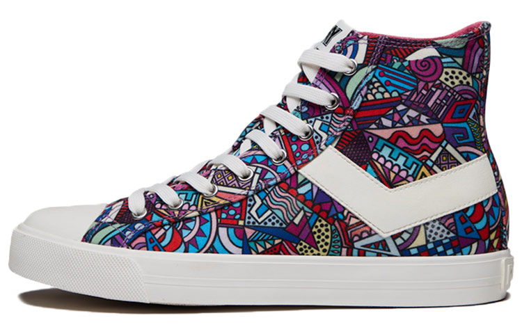 (W) PONY Shooter High Canvas Shoes White Label Multicolor