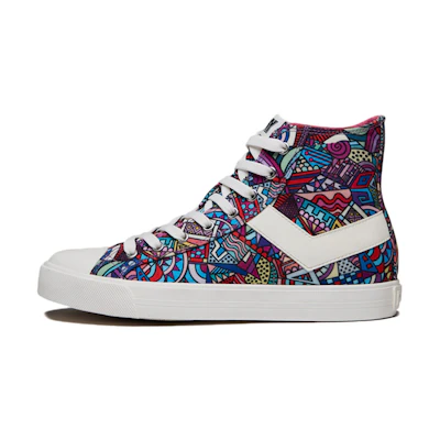 (W) PONY Shooter High Canvas Shoes White Label Multicolor