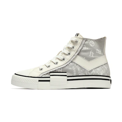 (W) PONY Shooter High Top Canvas 'Cashew Blossom White Grey'