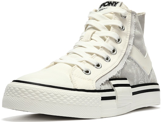(W) PONY Shooter High Top Canvas 'Blanco Gris Flor de Anacardo' 21W1SH01GR Order (W) PONY Shooter High Top Canvas 'Blanco Gris Flor de Anacardo' 21W1SH01GR