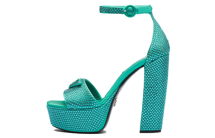 Buy (W) Sandales à Plateforme Prada 135mm Cristal Satin Absinthe 1XP53B_2AWL_F0MYE_F_135