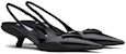 (W) Prada 30mm Sling-Back Pumps Kulit Berus 'Hitam' 1I565M_055_F0002_F_A045