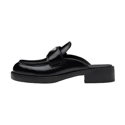 (W) Prada 40mm Mule Black Brushed Leather