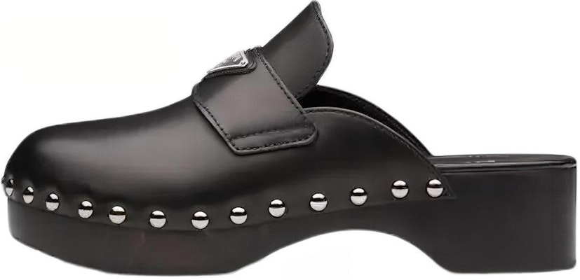 (Women) Prada 45mm Studded Clogs Black Leather 1Z794M_248_F0002_F_045 Buy (Women) Prada 45mm Studded Clogs Black Leather 1Z794M_248_F0002_F_045