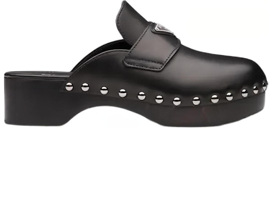 (Women) Prada 45mm Studded Clogs Black Leather 1Z794M_248_F0002_F_045 Order (Women) Prada 45mm Studded Clogs Black Leather 1Z794M_248_F0002_F_045