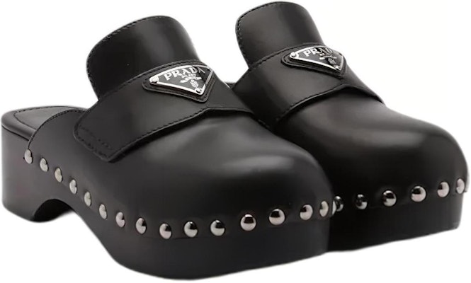 (Women) Prada 45mm Studded Clogs Black Leather 1Z794M_248_F0002_F_045 Lookbook (Women) Prada 45mm Studded Clogs Black Leather 1Z794M_248_F0002_F_045