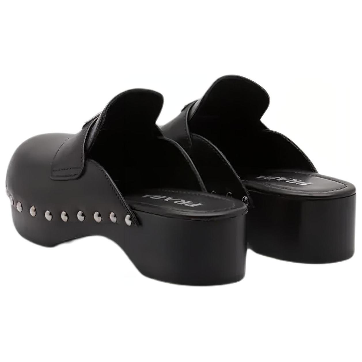 Shop (W) Prada 45mm Studded Clogs Zwart Leer Klompen 1Z794M_248_F0002_F_045