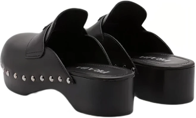 (W) Prada 45mm Studded Clogs Zwart Leer Klompen 1Z794M_248_F0002_F_045 Shop (W) Prada 45mm Studded Clogs Zwart Leer Klompen 1Z794M_248_F0002_F_045