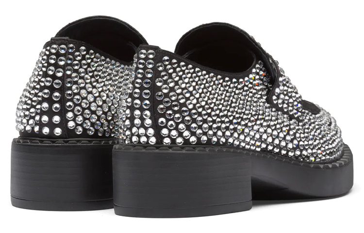 (W) Prada 50mm Crystal Loafer Black Satin 圖 5