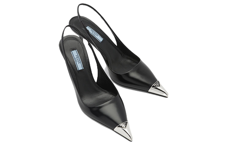 Lookbook (W) Prada Zapato Slingback de Cuero Negro con Tacón 75mm 1I903M_055_F0002_F_075