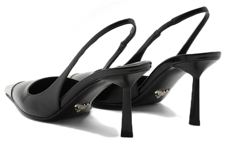 Shop (W) Prada Zapato Slingback de Cuero Negro con Tacón 75mm 1I903M_055_F0002_F_075