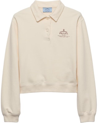 (W) PRADA Baju Polo Lengan Panjang Beige dengan Cetakan Logo FW24. 134704-15DF-F0018-A-I24 Order (W) PRADA Baju Polo Lengan Panjang Beige dengan Cetakan Logo FW24. 134704-15DF-F0018-A-I24