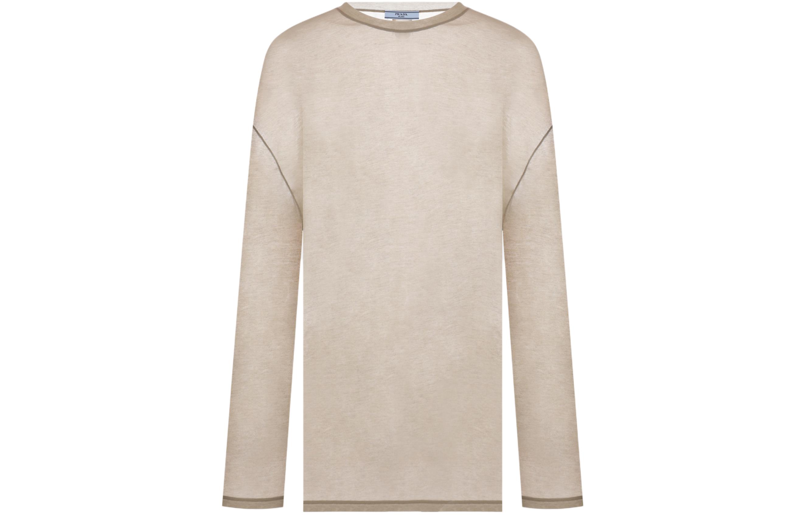 Order (W) PRADA 米色寬鬆長袖圓領T恤。 34644-14F1-F0393-S-231