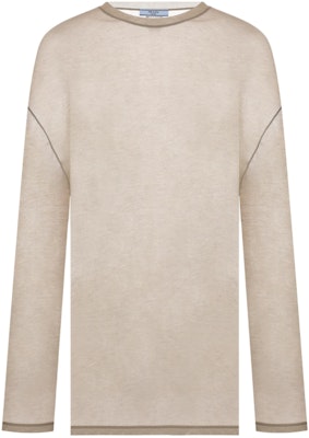 (W) PRADA 米色寬鬆長袖圓領T恤。 34644-14F1-F0393-S-231 Order (W) PRADA 米色寬鬆長袖圓領T恤。 34644-14F1-F0393-S-231