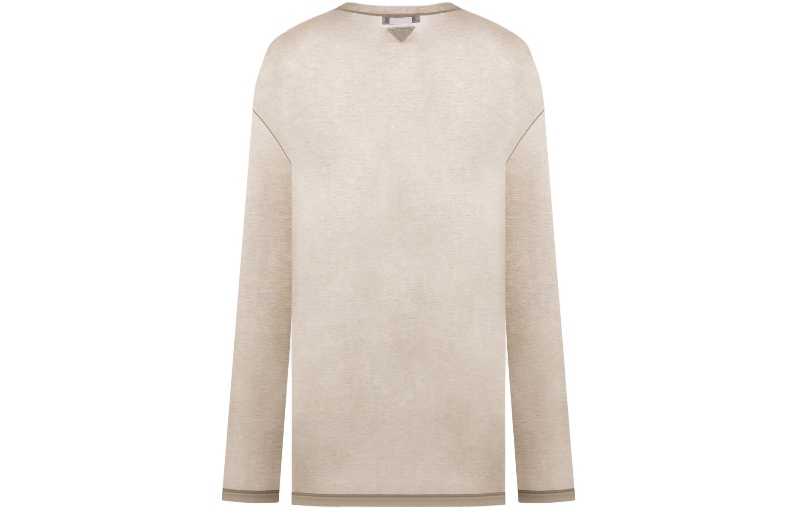 Lookbook (W) PRADA 米色寬鬆長袖圓領T恤。 34644-14F1-F0393-S-231