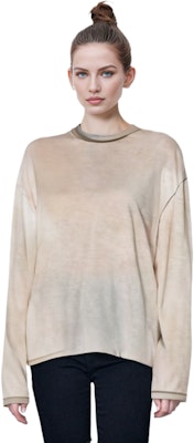 (W) PRADA 米色寬鬆長袖圓領T恤。 34644-14F1-F0393-S-231 Shop (W) PRADA 米色寬鬆長袖圓領T恤。 34644-14F1-F0393-S-231