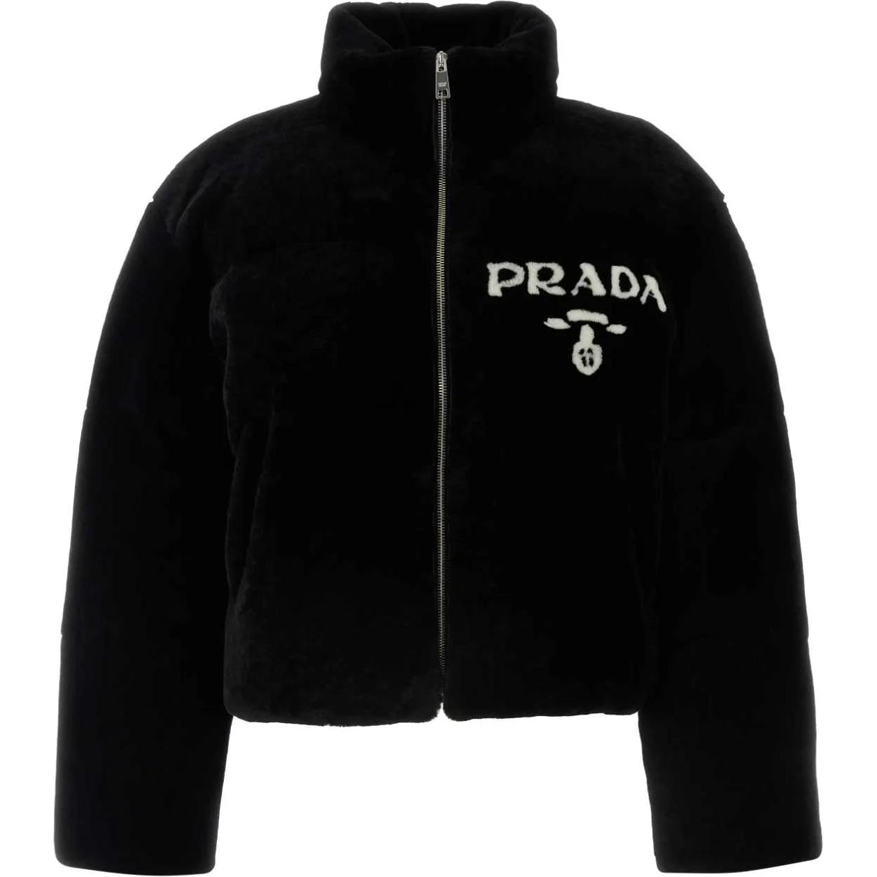 Order (Women) PRADA  Black Colorblock Slim-Fit Long-Sleeve Jacket POIZON240514145