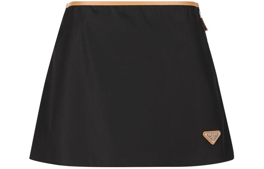 (Women) PRADA  Black Colorblock Slim Fit Side-Zip Casual Short Skirt 21H969-1WQ8-F0002