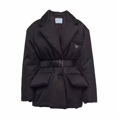 (Women) PRADA Black Down Jacket with Belted Design and Stand Collar 29D862-1WQ8-F0002-S-222