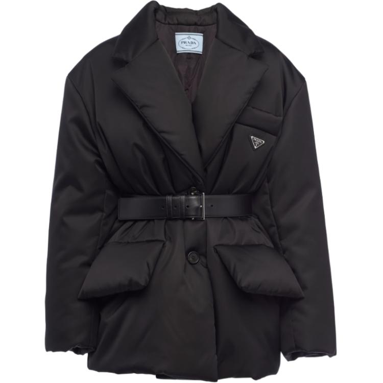Order (Women) PRADA  Black Down Jacket with Belted Design and Stand Collar 29D862-1WQ8-F0002-S-222
