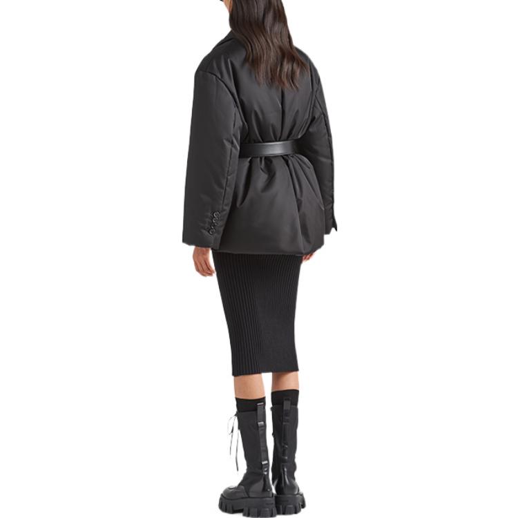 Purchase (Women) PRADA  Black Down Jacket with Belted Design and Stand Collar 29D862-1WQ8-F0002-S-222