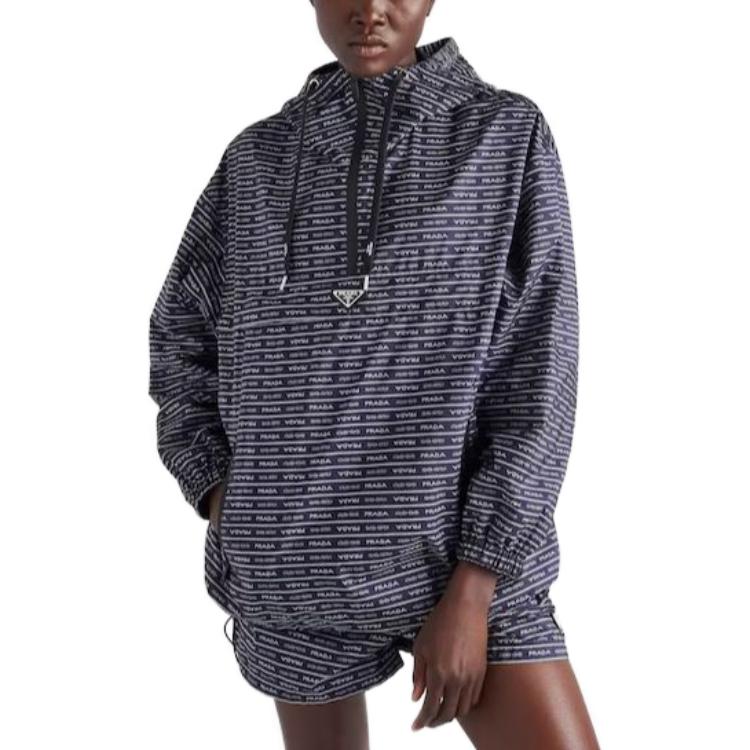 (Women) PRADA  Black Hooded Jacket with Logo Print Long Sleeve. 29C097-1X60-F022X 圖 3