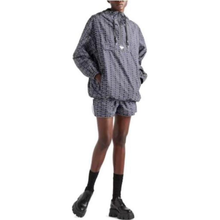 (Women) PRADA  Black Hooded Jacket with Logo Print Long Sleeve. 29C097-1X60-F022X 圖 4